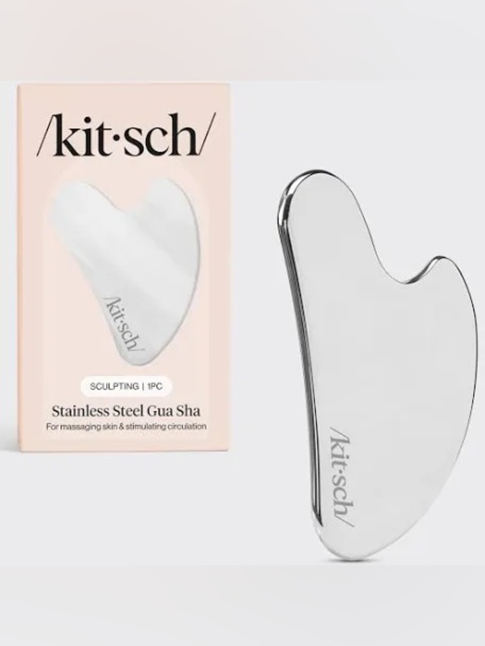 Kitsch Stainless Steel Gua Sha - Silver Facial Sculpting Tool New in box